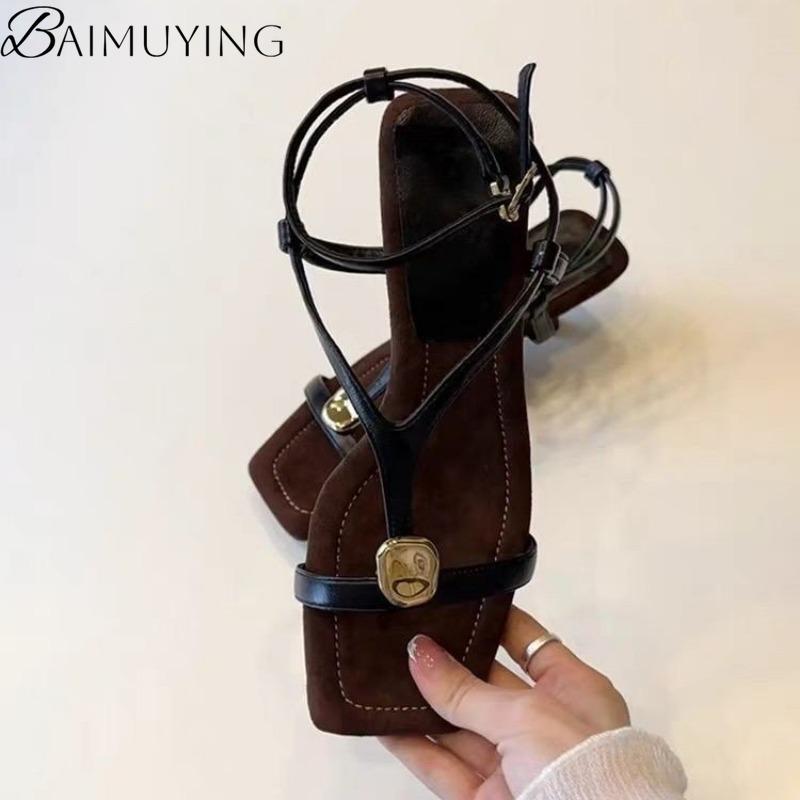 Fashion Square Toe High Heels Shoes Woman Summer Heeled Sandals Slingback 2025 Trend Shallow Dress Women Open Toe Pumps Elegant Zapatos