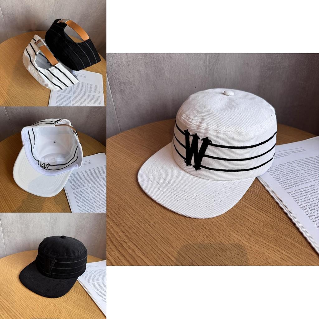 Letter W Cotton Blend Baseball Hat With Wide Brim And Letter Embroidery For Teens
