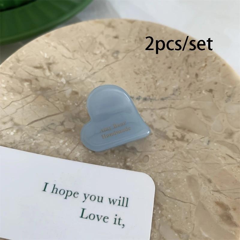 2pcs/set Cute Mini Acetate Heart Flower Geometric Hair Claw Plain Color Small Shark Clip Side Pins Women Hair Accessories