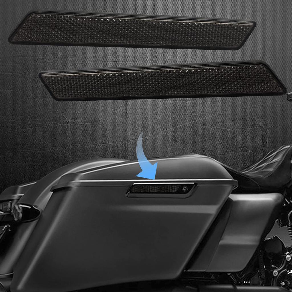 NTHREEAUTO Black Saddlebag Reflector Inserts and Latch Covers for Harley Road Road and Street Glide 2014-2020 Touring, FLT, FLHT, King, Glide,