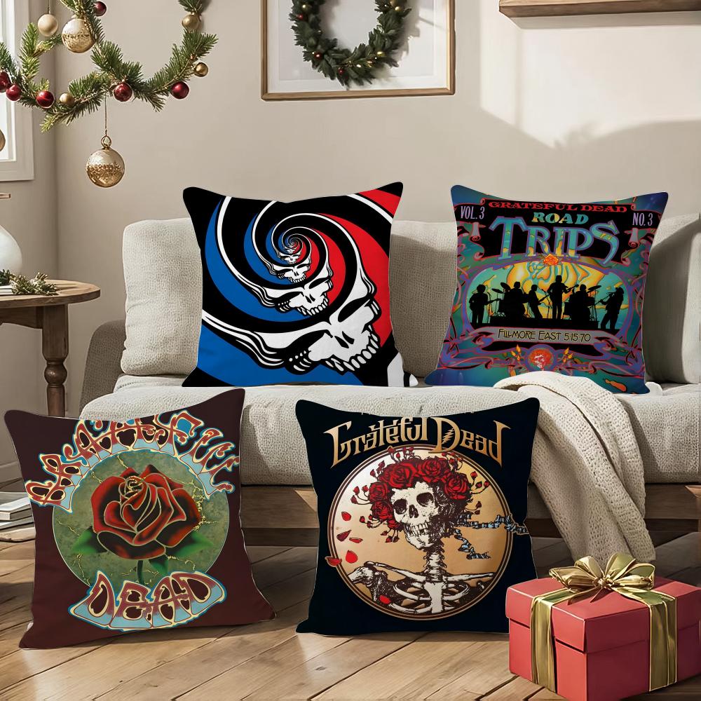 Sound Grateful Dead-Band Pillow Case Silky Short Plush With Invisible Zipper Dustproof Sofa Cushion Cover For Home Decor