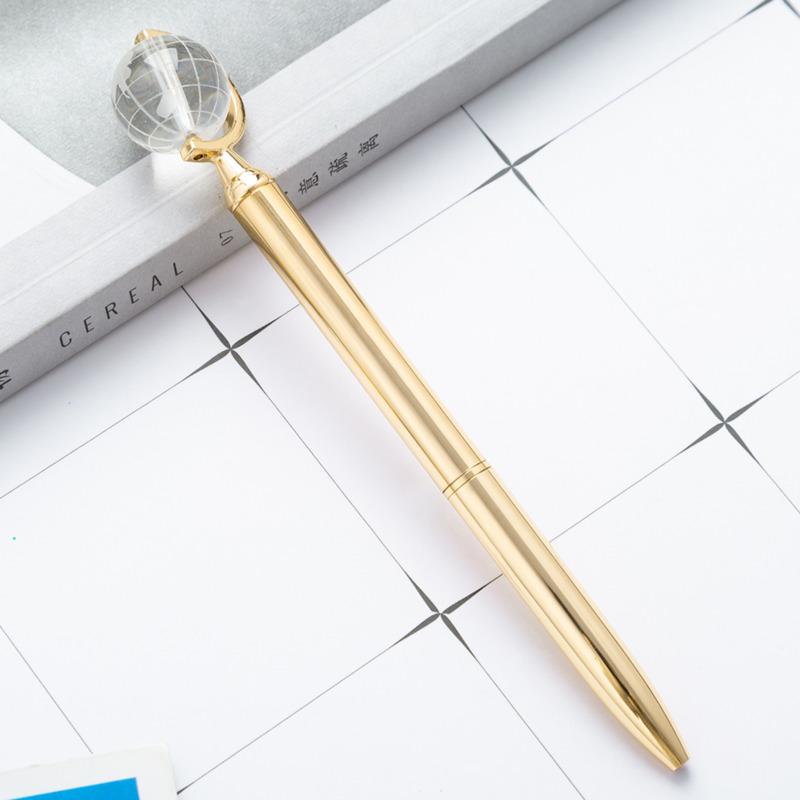 1 Piece Metal Stationery Luxury Spinning Globe Rose Gold Wedding Ballpoint Pen