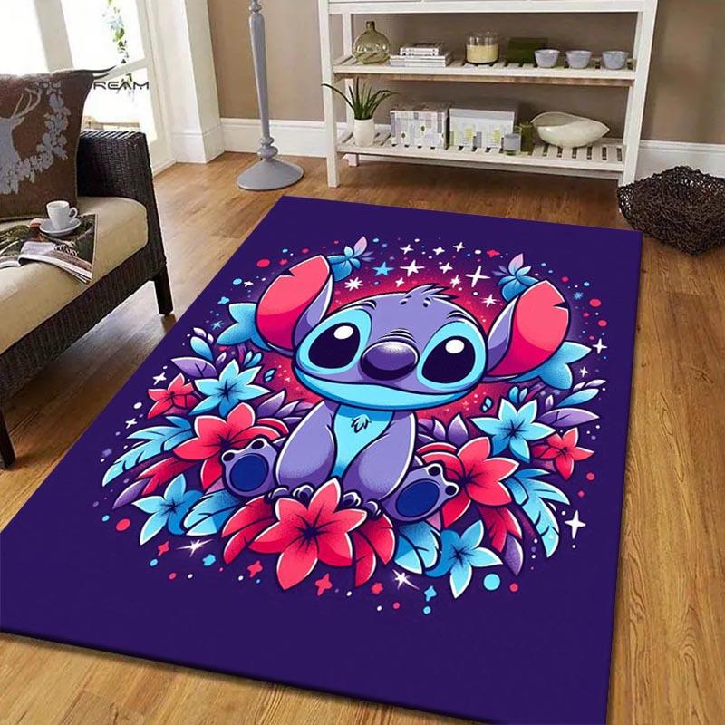 1pc Cute Stitch Pattern Area Rug Soft Flannel Floor Mat for Living Room, Office, Bedroom and Carpet, Sofa Coffee Table Floor Mat