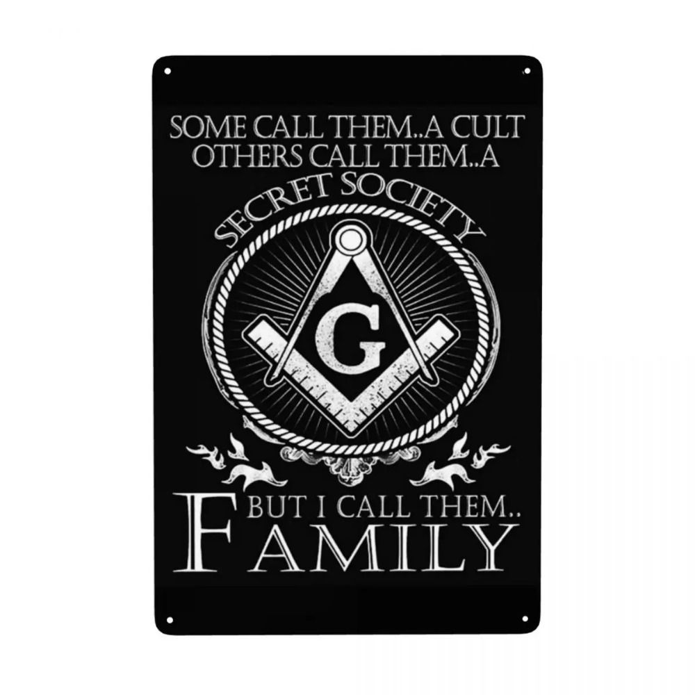 Tin Sign Masonic Darkness to Light Retro Metal Plaque Bar Cafe Wall Decor 20x30cm