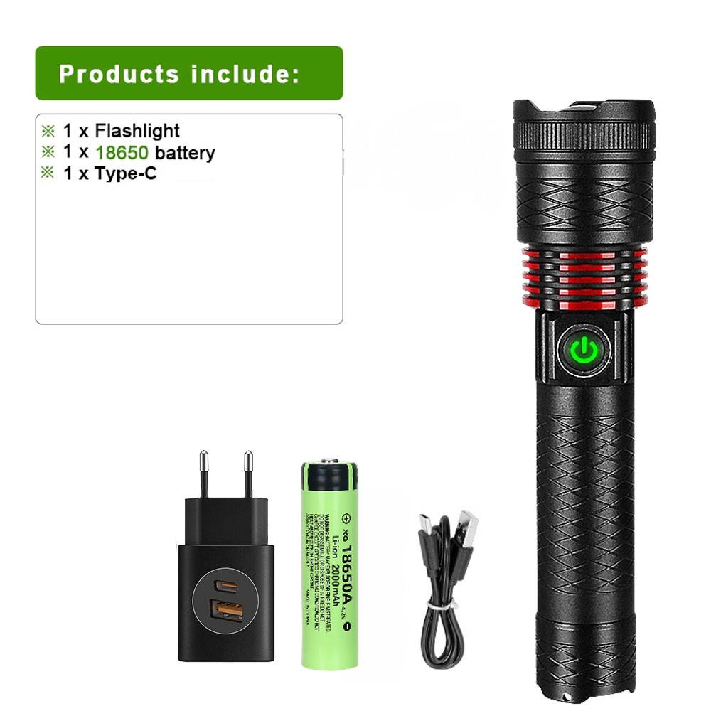 Super Bright LED Flashlights  Rechargeable Long Range Torch 2000m Telescope Zoom Whaterproof Powerful Camping Fishing Lantern