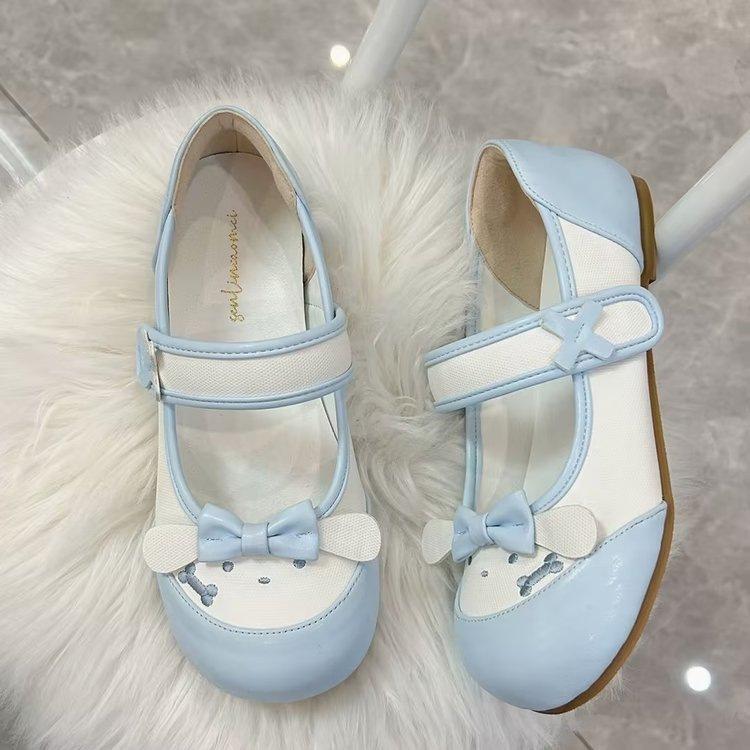 Lolita cute bow small leather shoes autumn new Japanese thick heel soft cute single shoes high heels