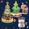 DIY Christmas Tree Music Box Building Blocks Set Jewelry Holder Snowman Bricks Christmas Decoration Gifts for Kids