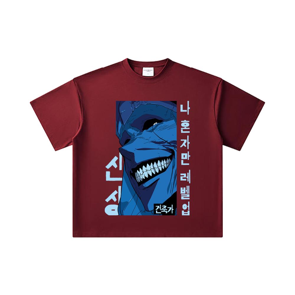 260 GSM Double Yarn 32 Count 100% Cotton Solo Leveling V16 Print Unisex Heavy Cotton T Shirt