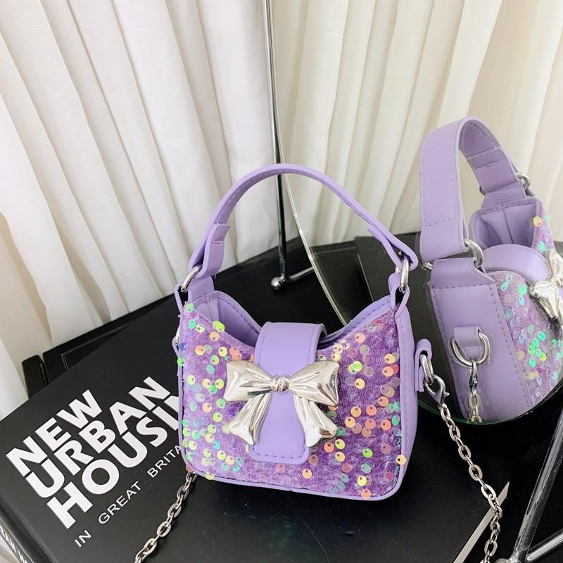 Girl Sweet Toddler Bow Sequin Chain Purse Butterfly Element Casual Use School