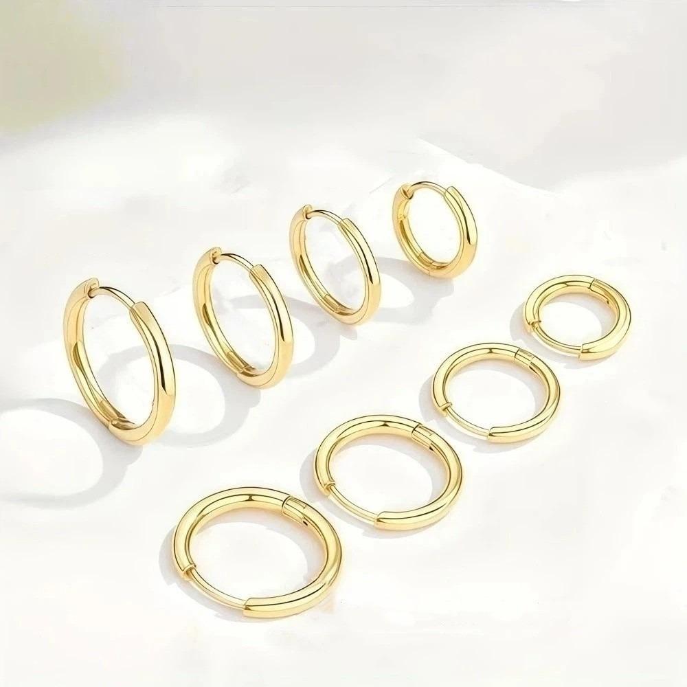 4 pairs Simple Small Hoop Earrings Minimalist Plain Round Earrings Earrings Set  Girls