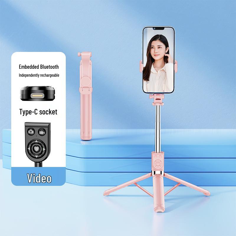 All-in-One Bluetooth Selfie Stick Tripod with Remote Control for Live Broadcasts and Travel
