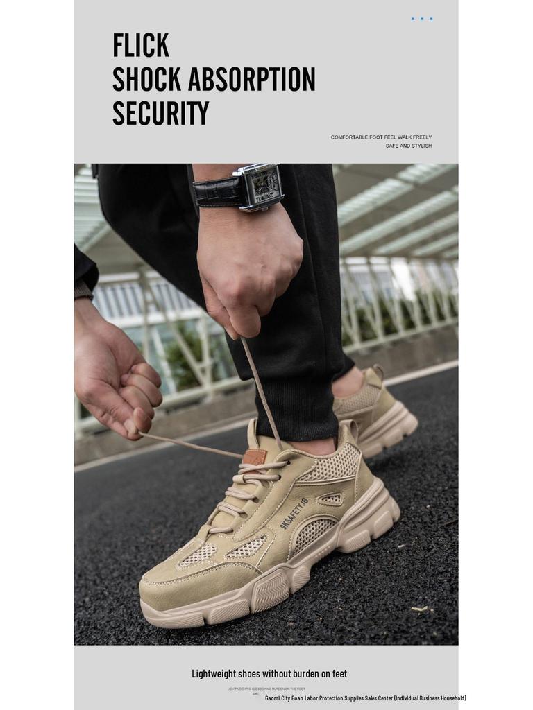 Breathable Fly-Knit Steel Toe Safety Shoes - Durable, Anti-Slip, and Comfortable for Long Hours