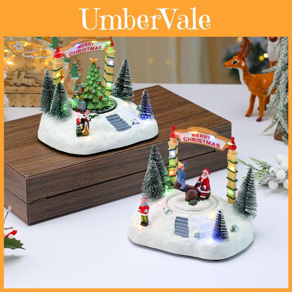 Resin Christmas Music Box With Rotating Snowground Scene For Holiday Ornament And Gift