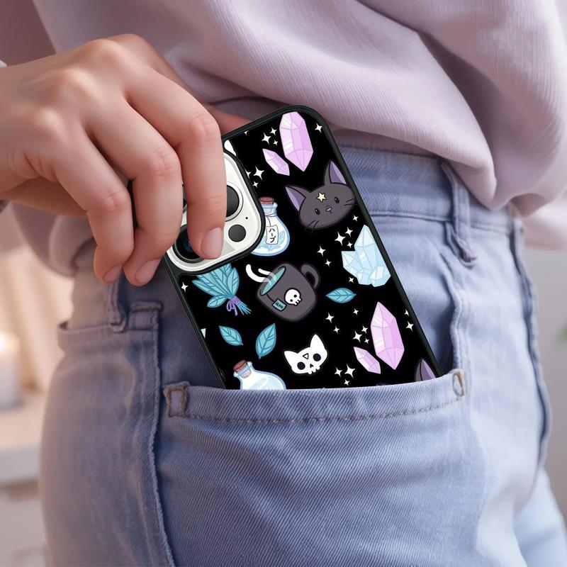 Girly Pastel Witch Goth Witch Cat Phone Case For iPhone 17 Air 15 16e 14 13 Pro Max Coque 12 11 Pro Max PLUS cover