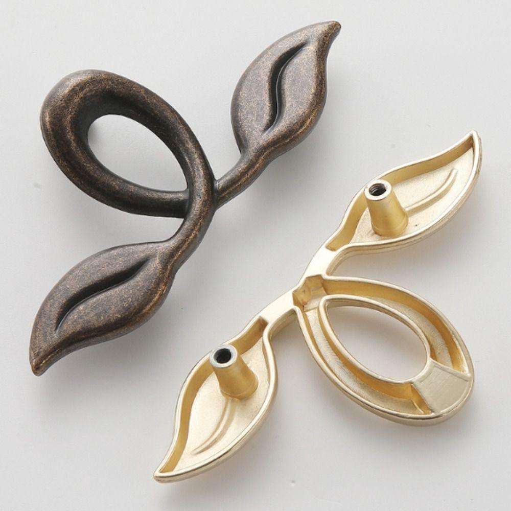 Hole Distance Vintage Pulls Leaf Shape Furniture Hardware Decorative Drawer Knobs  Modern Pulls
