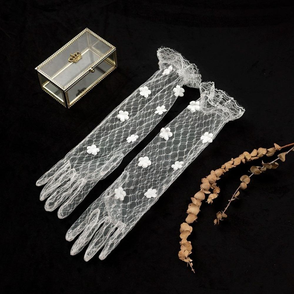 Mesh Bridal Gown Mittens Bowknot Wedding Bridal Gloves New Performance Gloves  Party