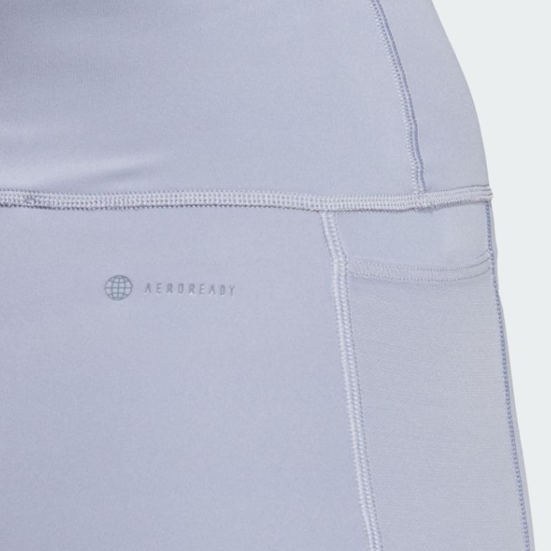 Adidas Essentials High-Intensity 7/8 Fitted Mid-Rise Fitness Leggings Women Bottoms Silver-Grey Violet IC8301