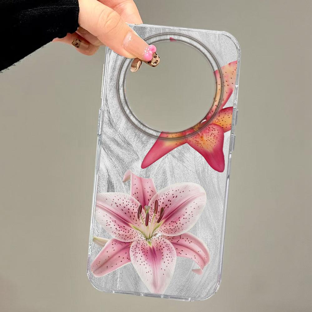 Pink Lily Flower Hard Back Print for Honor 400 Lite 200 Pro X9c X7c X8b X9b X8c X9a 90 Smart X6c X6 X7b X8a X7d Phone Case Cover