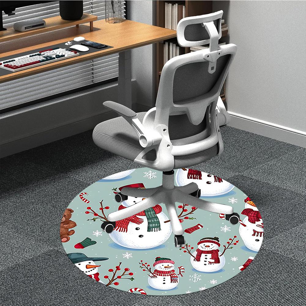

1pc Snowman Christmas Decorations Carpet for Office Non-Slip, Round Carpet, Soft & Comfortable, Carpet for Office, Round Floor Mat yy251225136 80cm by 80cm