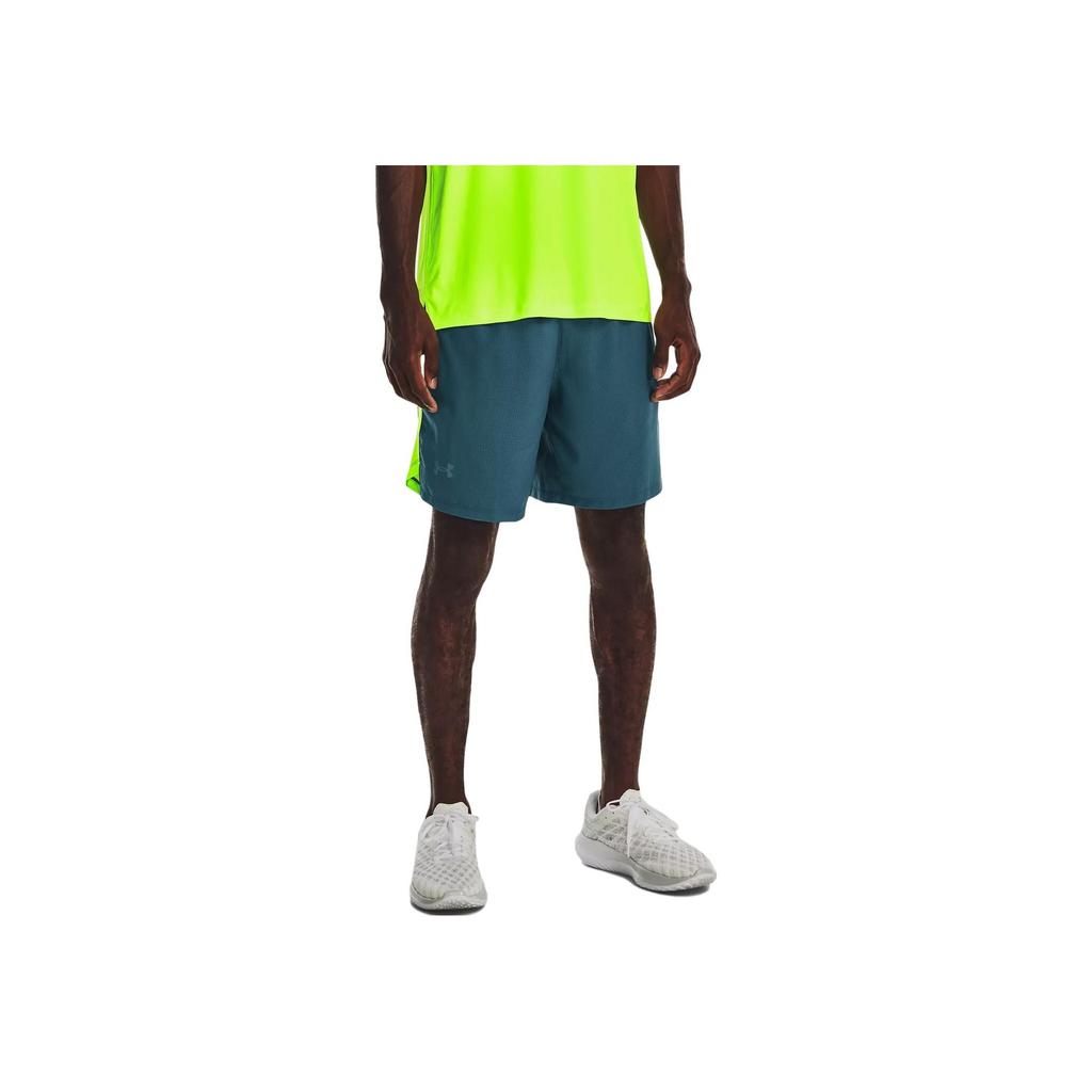 Under Armour Solid Color Checkered Print Straight-Leg Casual Shorts With Elastic Waist Men Bottoms Static-Blue 1376583-414