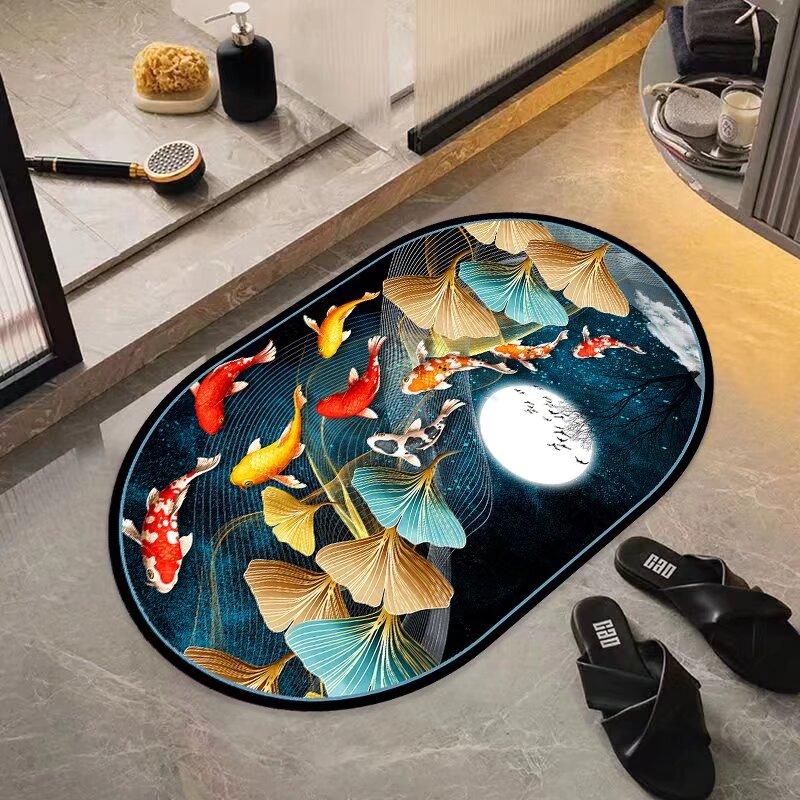 Soft diatom mud floor mat toilet bathroom water-absorbing quick-drying non-slip floor mat toilet door household carpet