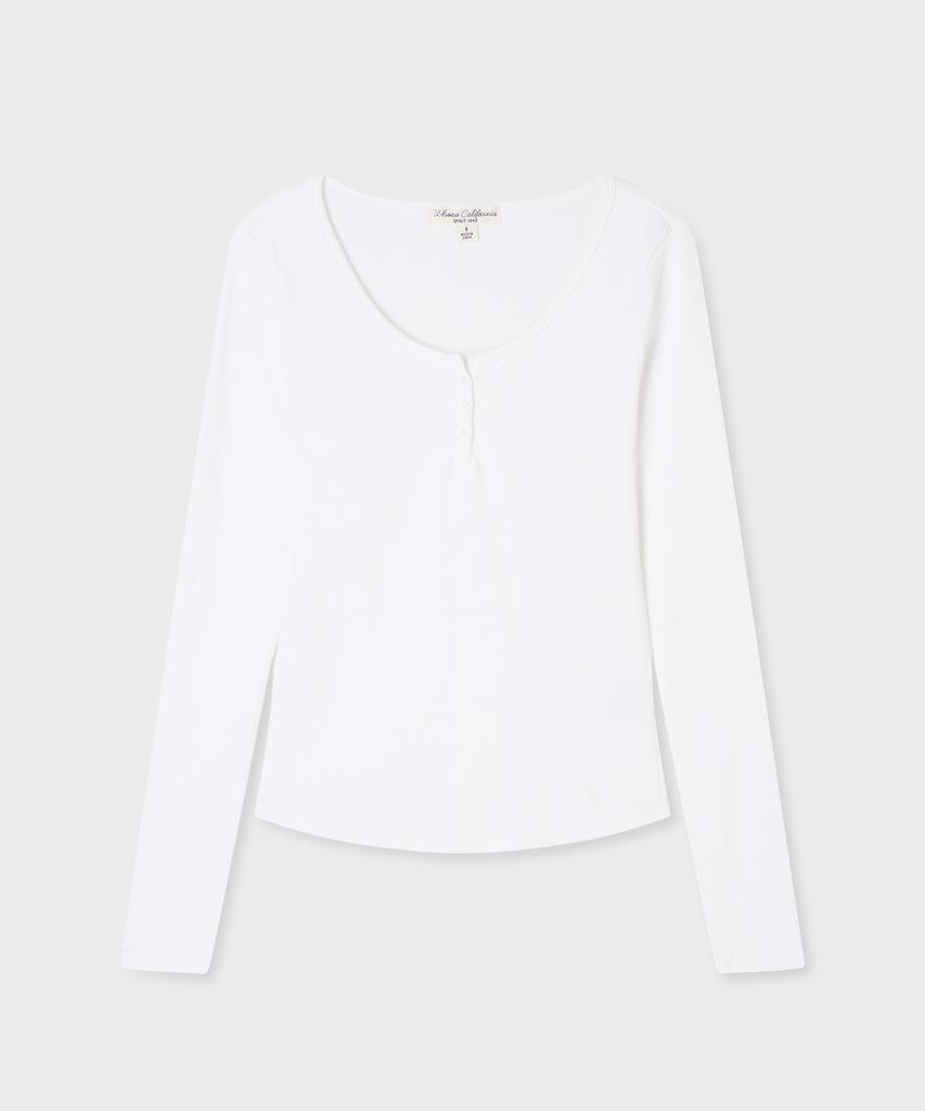 WHO.A.U Ribbed Henryneck Long Sleeve T-Shirt(F) / Whlag3812F