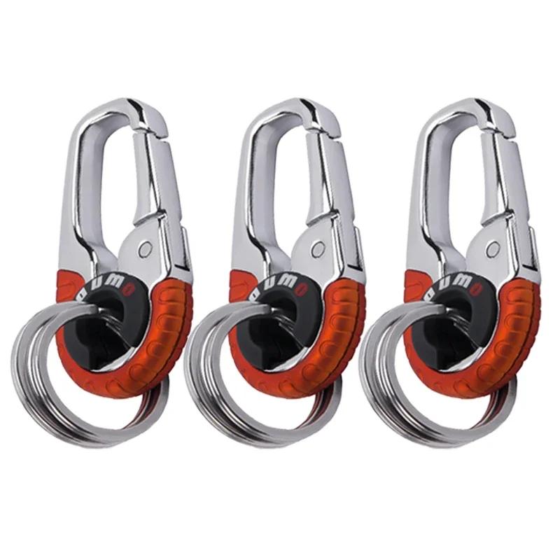 3/1PCS Stainless Steel Car Hook Lock Holder High-end Creative Buckle Carabiner Key Ring Outdoor Car Keychain with 2 Rings Tools