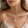 3Carat Round Moissanite Teardrop Pendant Necklace18Inch Silver Chain for Women