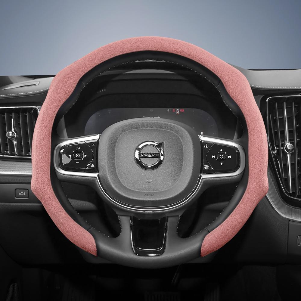 Suitable for Volvo Premium Suede Snap-On Steering Wheel Cover Anti-Slip Durable Xc60 Xc40 Xc90 S90 V60 S60 C40 Recharge V90 Cc Excellence V40 V70