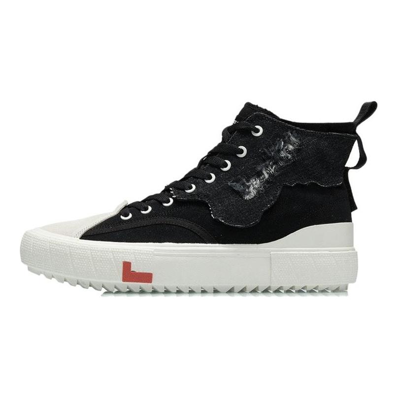 Li Ning CF Wear resistant And Lightweight High top Skateboard Shoes Men's Black White AGCR319-2