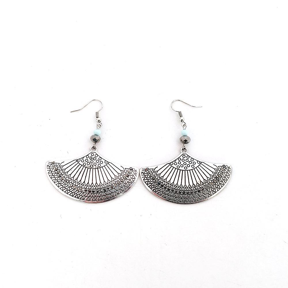 

Женские ретро клетчатые серьги из цинкового сплава в форме веера в этническом стиле