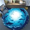 Sharks Round Area Rug,Carpet Rug for Living Room Bedroom Sofa Playroom Decor,Non-slip Floor Mat
