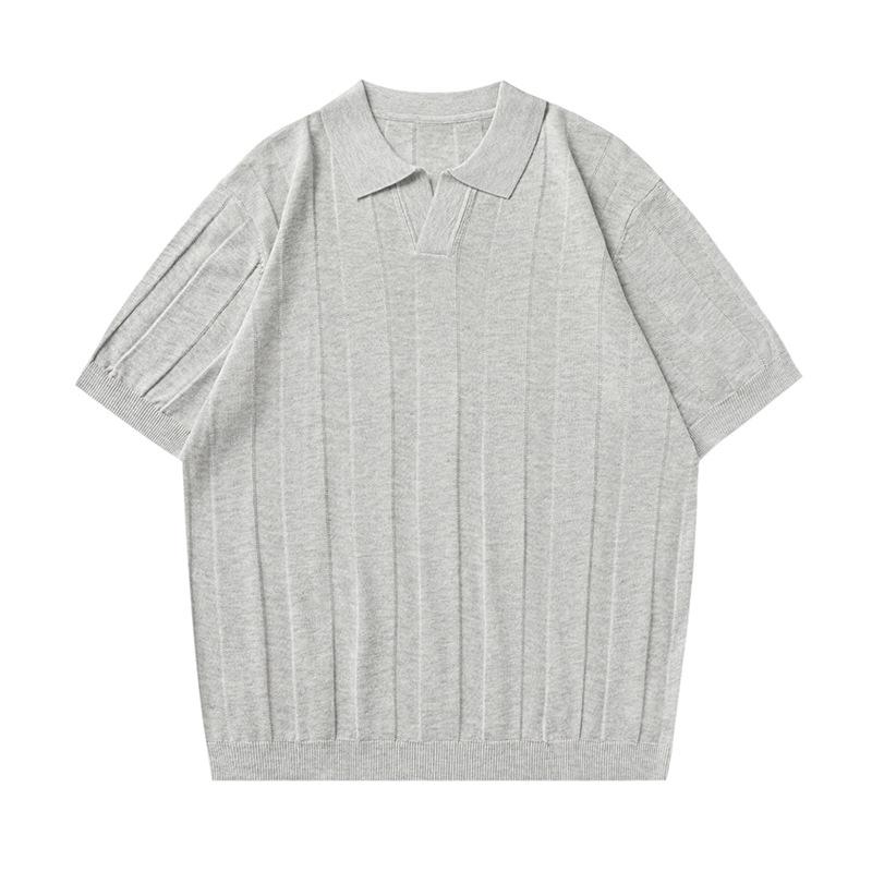

Mu Qiu Men s Seagull Collar Lyocell Linen Polo – Short Sleeve Knit Top with High-End Feel 4XL (200-220 kg)