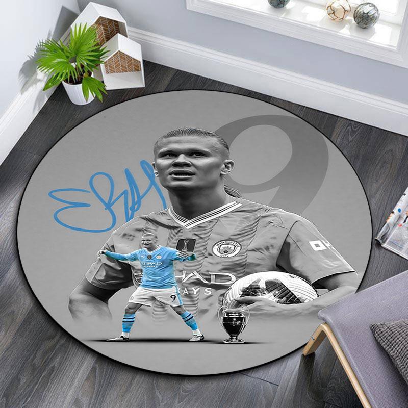 Erling Printed Round Rug, Non Slip Washable Circular Carpet For Living Room Bedroom Playroom, Sports Fan Decor, Holiday Birthday Gift