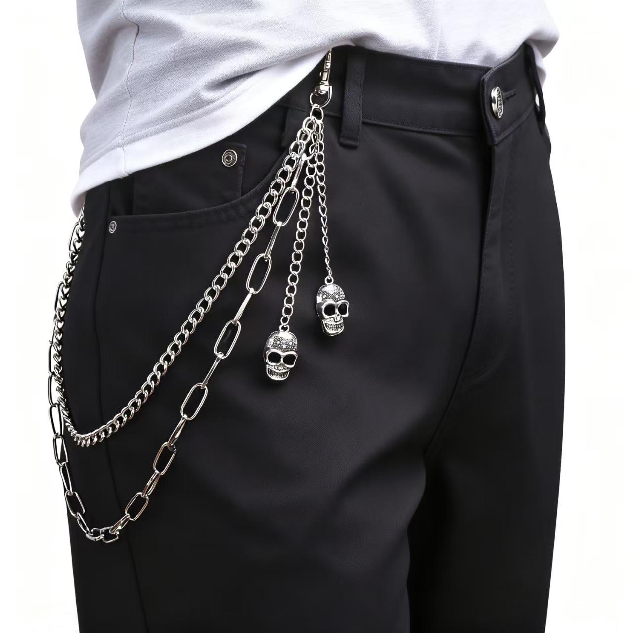 European & American Street Style Skull Pendant Double-Layer Punk Waist Chain
