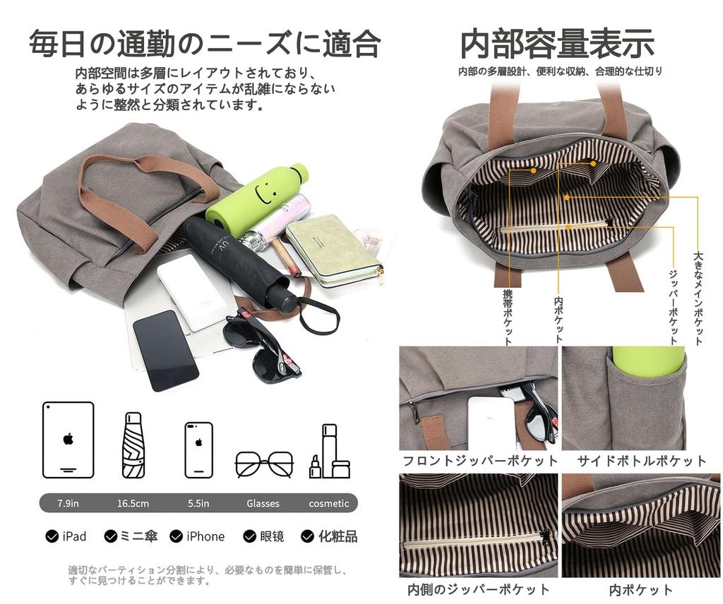 Ebyec Large Capacity Canvas Tote Bag for Solid Shoulder Perfect for or Commuting Women, Color, Unisex, Bag, Students, School,