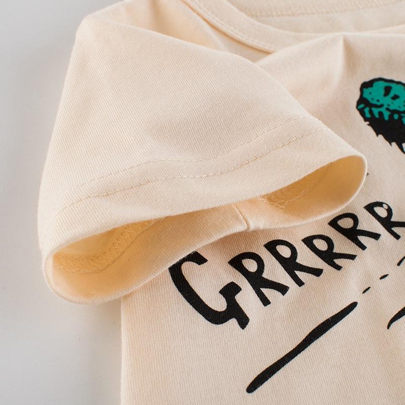 Boys Summer Short Sleeve T Shirt with Dinosaur Print for Toddlers and Kids