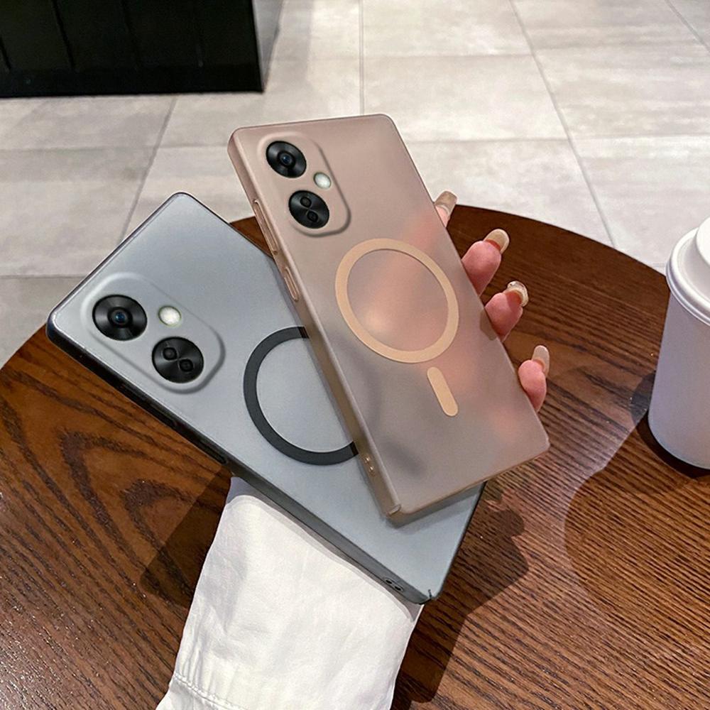 

For OnePlus Nord CE 3 Lite 5G/Nord N30 5G Magnetic Case Compatible with MagSafe Frosted PC Phone Cover with Camera Lens Protector Transparent White