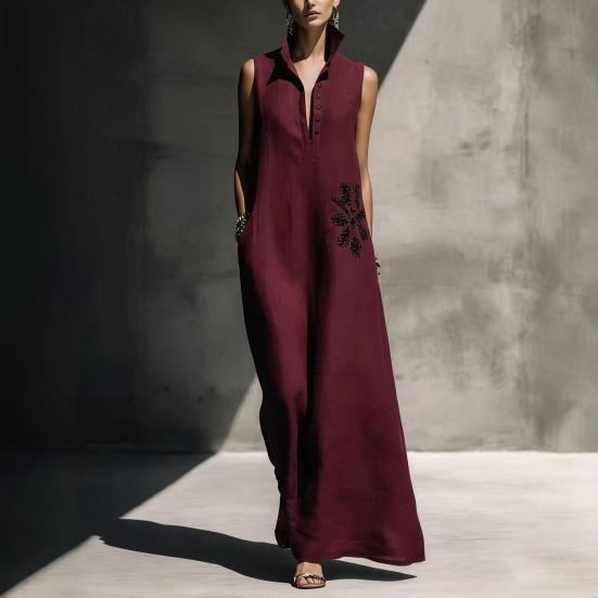 Women's V-Neck Dress with Nipped-In Waist Summer Dress Casual Loose Fit Dress Comfortable A-Line Silhouette Elegant Dress for Office Vacation Party