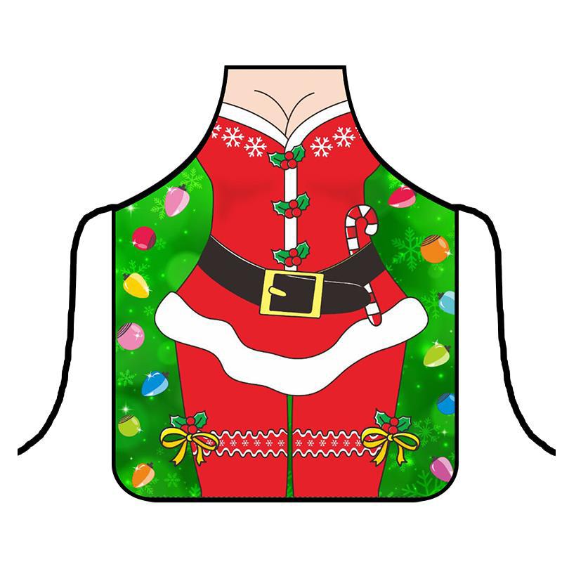 1PC Santa Claus Theme Baking Christmas Apron Home Cooks Apron for Cooking Funny Cartoon Printed Dress-Up & Role Play Unisex