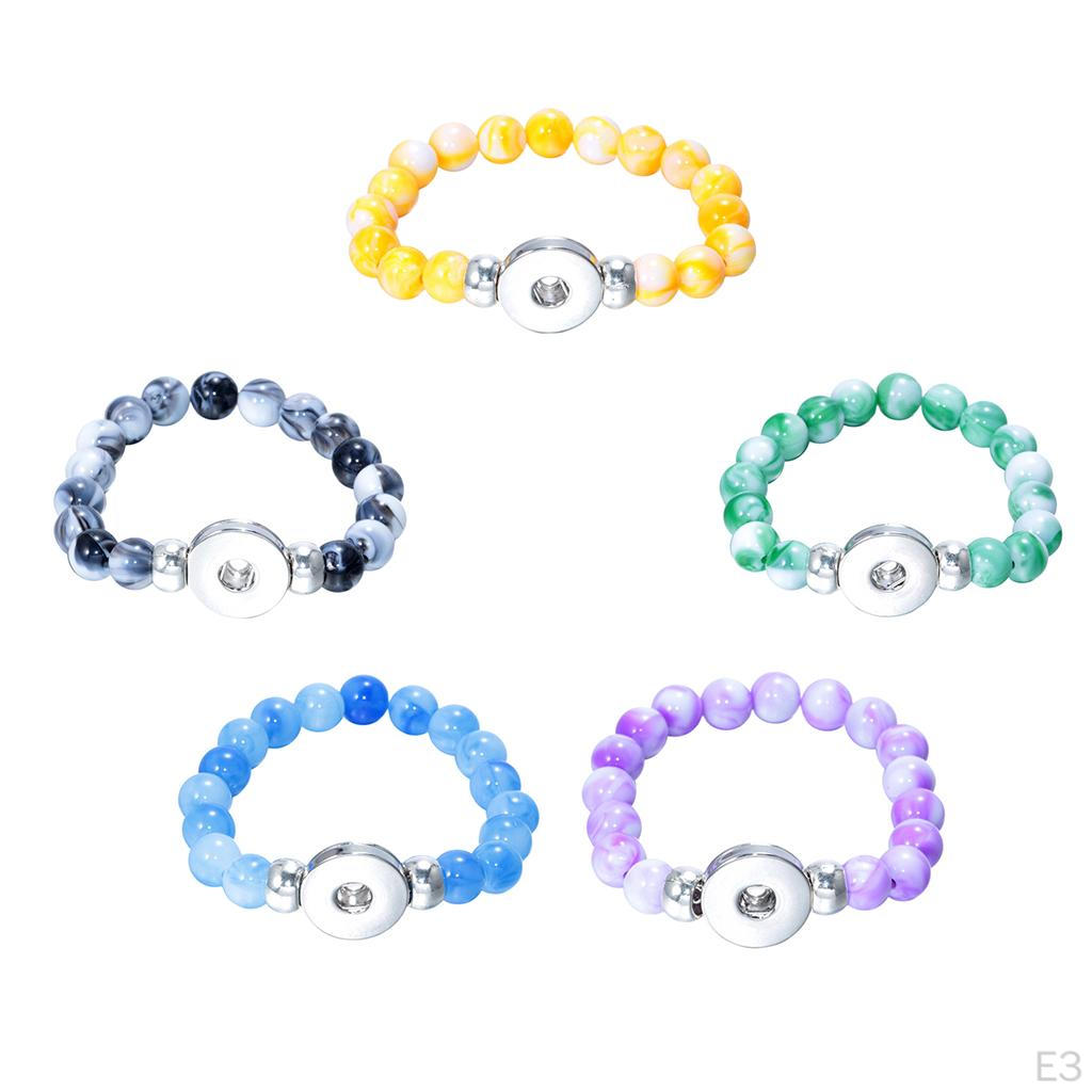 18mm Resin Beads Bangles Snap Button Bracelets Jewelry Making Kit Gifts 23cm