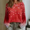 Women's Fashion Round Neck Long Sleeve Christmas Print Casual Pullover Sweater Top