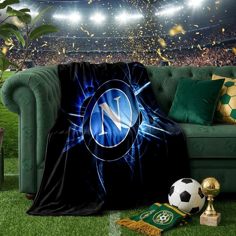 Electric Blue Napoli Logo Throws Blanket Flannel Blankets Plush for Couch Bed Gifts for Men Women Travel picnic blanket Christmas fan gifts