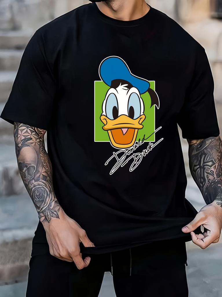 Disney Licensed Donald Duck Graphic T-shirt - Summer Casual Short Sleeve Tee with Signature Sailor Hat Design