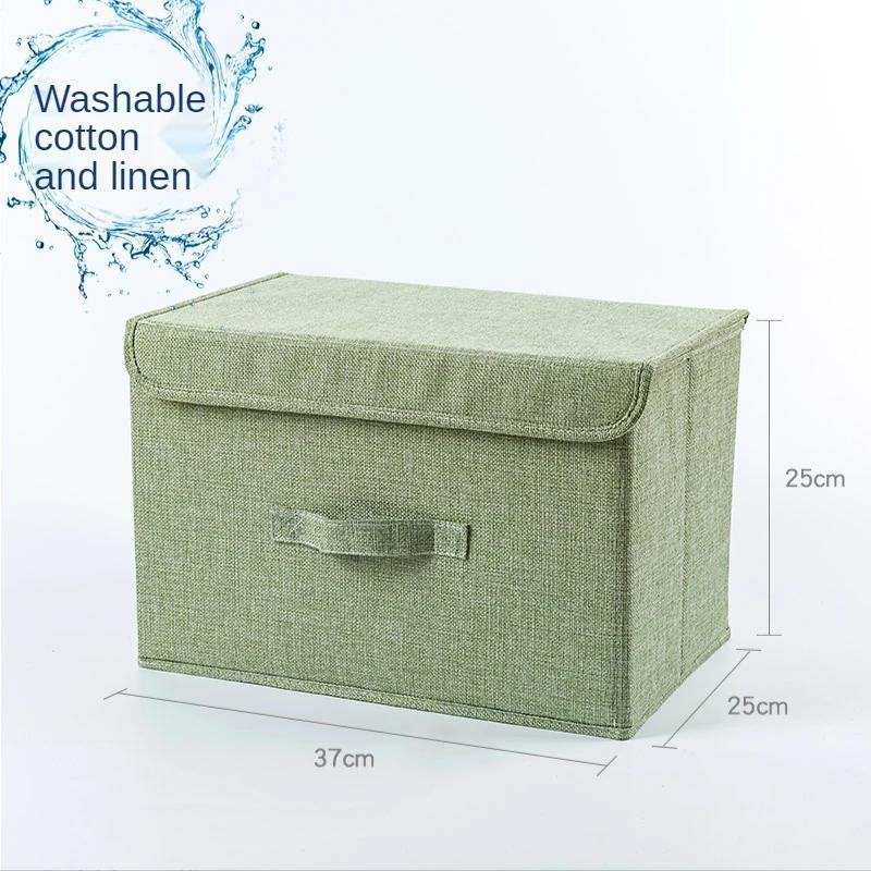 Thicken Storage Boxes Foldable Clothes Box High-quality Cotton and Linen Storage Box with Lid Washable Cloth Storage Boxes