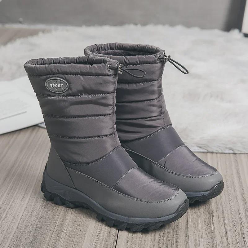 Women's Waterproof Plus Velvet Winter Snow Boots - Large Size, Thick Cotton, Mid-Tube Warmth