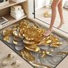 3D Floral Bath Mat Diatomaceous Earth Absorbent Floor Mat Non Slip Realistic Flower Bathroom Rug