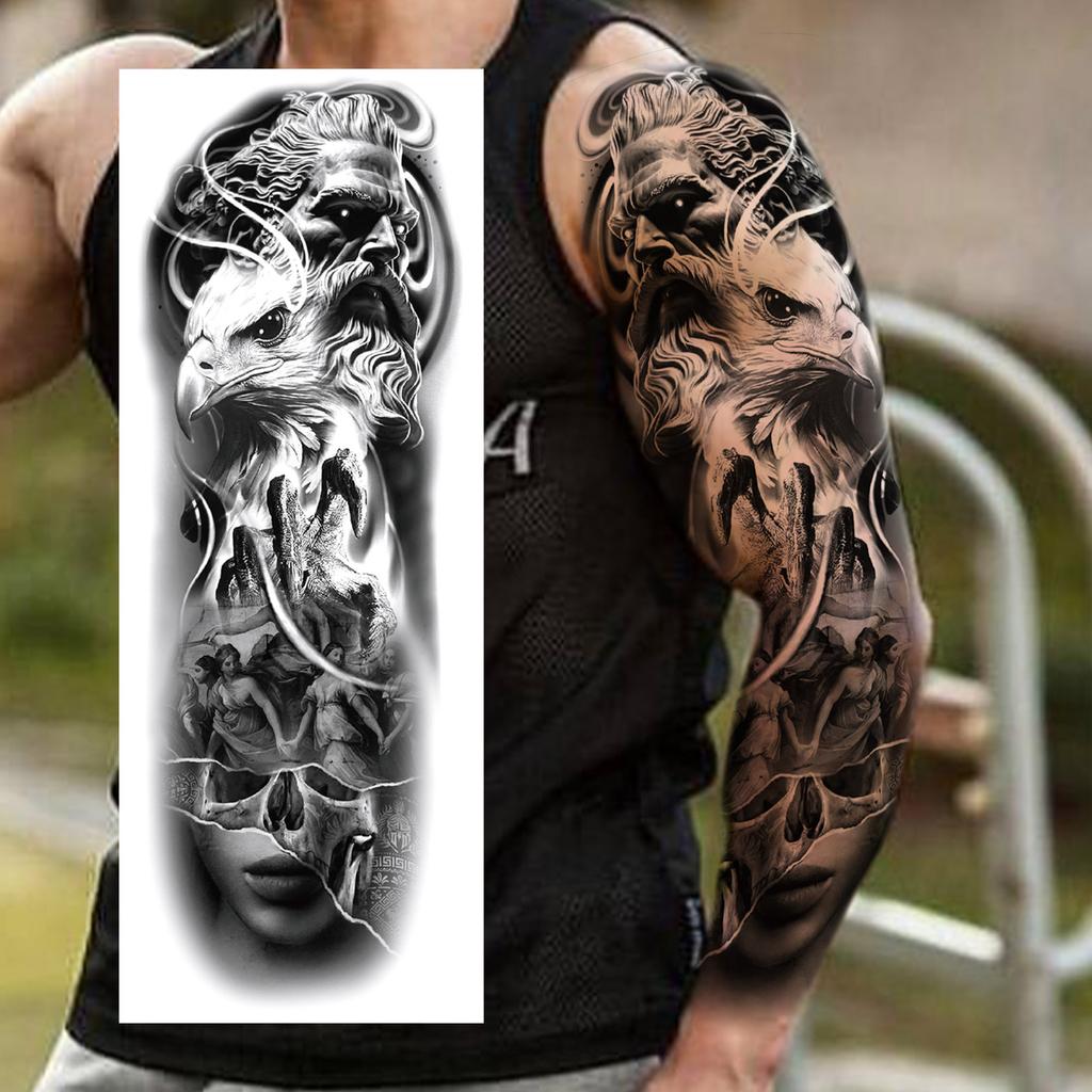 1 Foglio Tatuaggi Temporanei Finti Manica Lunga Per Donne Uomini Leone Tigre Fiore Lupo Maori Tatuaggio Adesivo Braccio Gamba Trasferimento ad Acqua Fai da Te