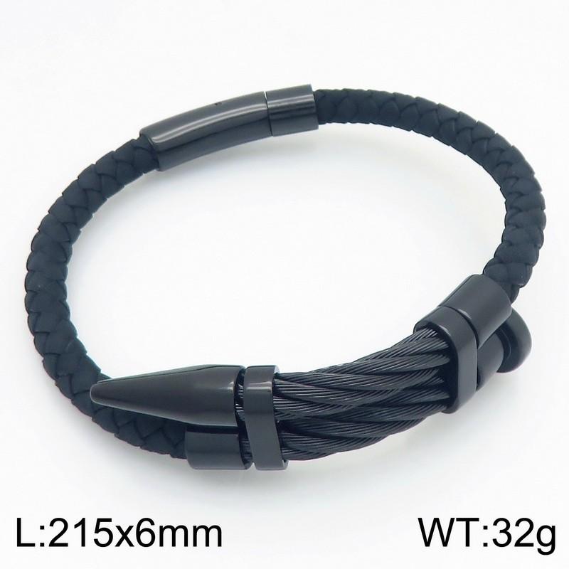 Personalized Steel Wire Nail Magnetic Buckle Bracelet, Niche Fashion Point Rivet Woven Leather Men's Bracelet 2026