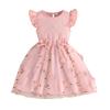 Girls Pink Princess Dress Little Girl Flower Embroidery Decoration Sweet and Cute Style